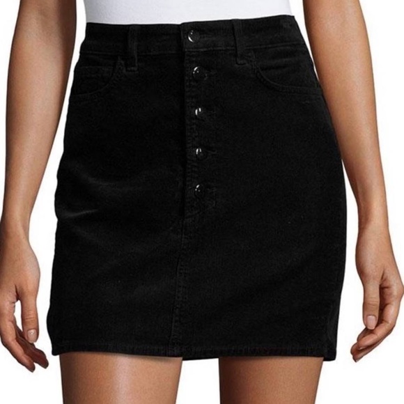 J Brand Rosalie High Rise Corduroy Skirt‎ In Black Size 26 - Picture 1 of 10